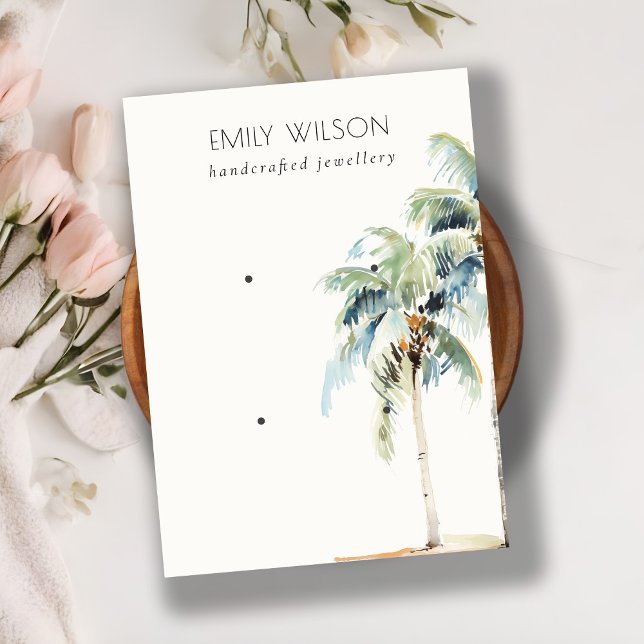 Cartão De Visita Tela Chic Tropical Palm Tree 2 Earrando (Criador carregado)