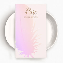 Cartão De Visita Tela cor-de-rosa com pena de boho