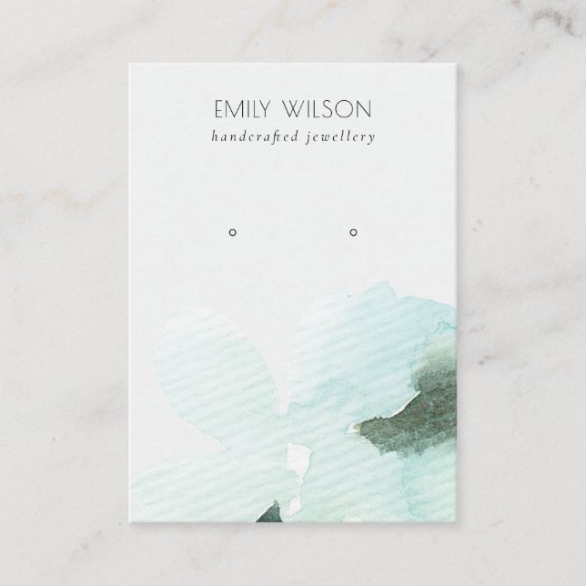 Cartão De Visita Tela de abertura do Abstrato Floral Azul Aqua (Frente)