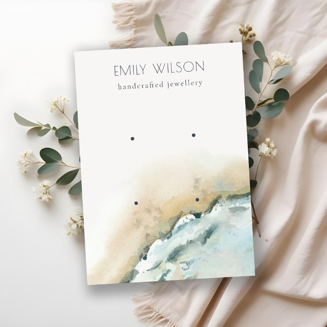 Cartão De Visita Tela de Areia de Ondas Costeiras do Mar Praia 2 (Criador carregado)