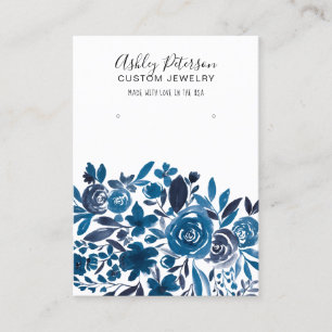 Cartão De Visita Tela de brinco de joias azul-aquática floral