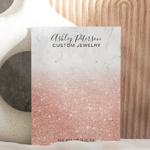 Cartão De Visita Tela de brinco de joias de ouro-rosa de-mármore