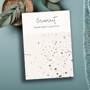 Cartão De Visita Tela de colar branco Dourado com manchas de chic