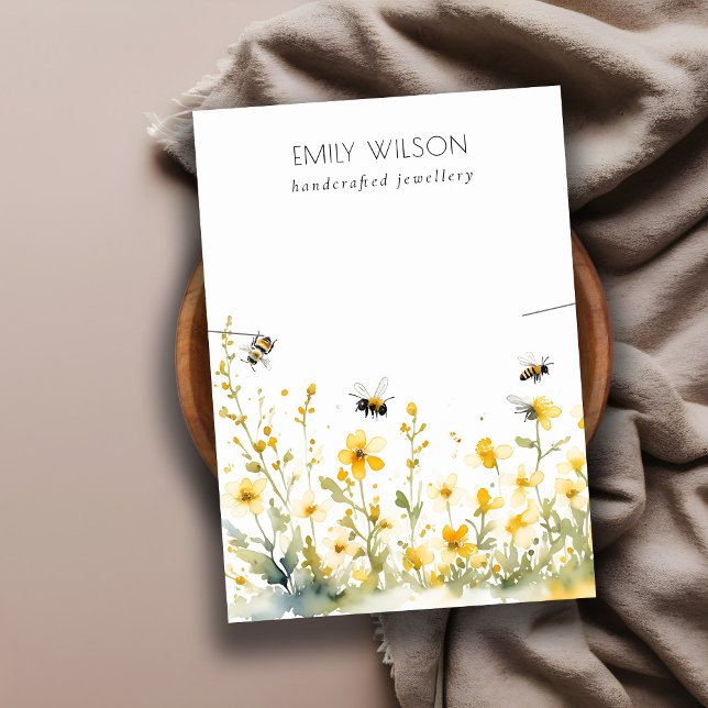 Cartão De Visita Tela de colar de abelha de Primavera amarelo-chic (Criador carregado)