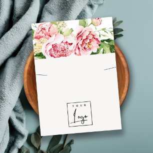 Cartão De Visita Tela de colar do logotipo peônico com pincelada ro