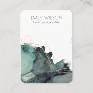 Cartão De Visita Tela de colar verde Dourado com tinta a álcool abs