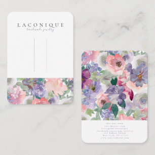 Cartão De Visita Tela de grampo Floral Watercolor Purple Bu