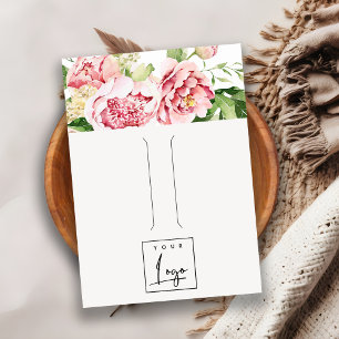 Cartão De Visita Tela de Hairclip do Logotipo Floral de Peony Rosa-