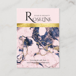Cartão De Visita Tela de joias de geodo de mármore rosa e azul