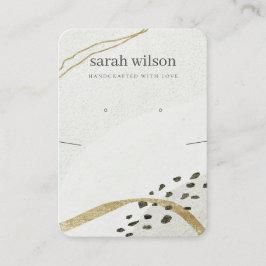 Cartão De Visita Tela de Orelha abstrato de Colar Preto Dourado