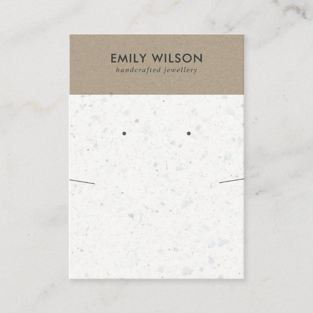CARTÃO DE VISITA TELA DE OUVIDO CHIC BRANCO DE TERRAZZO NECKLACE (Frente)