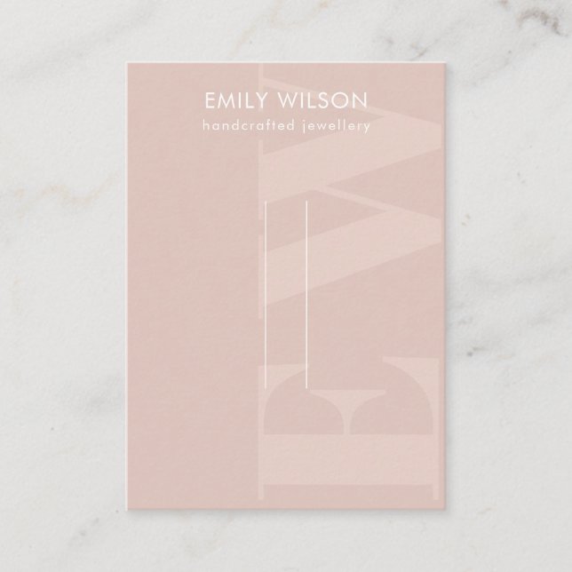 Cartão De Visita Tela de pinos Rústica do Monograma de Blush Bold  (Frente)