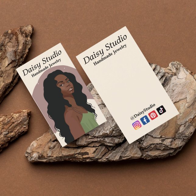 Cartão De Visita Tela de Retrato de Menina Moderna (Criador carregado)