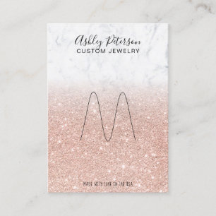 Cartão De Visita Tela do anel de joias douradas com rosa de mármore