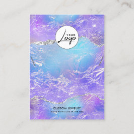 Cartão De Visita Tela do Colar do Logotipo da Folha Azul e Púrpura