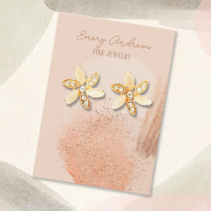 Cartão De Visita Tela do Holder de Joia do Boho Beige Designer