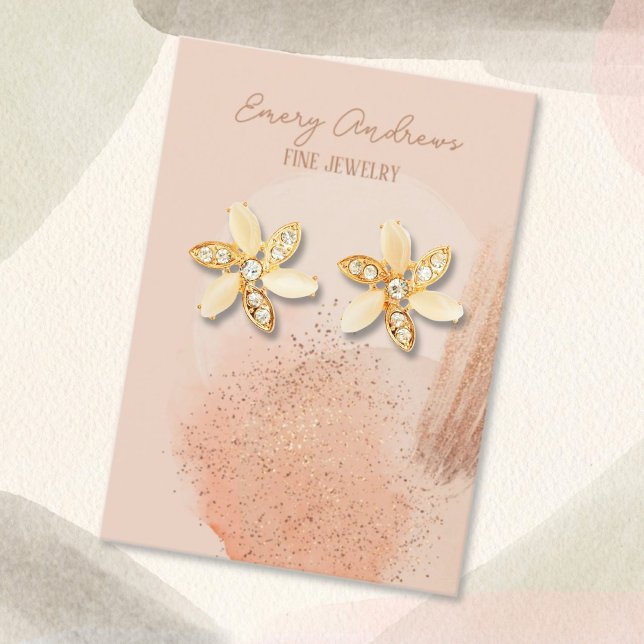 Cartão De Visita Tela do Holder de Joia do Boho Beige Designer (Criador carregado)