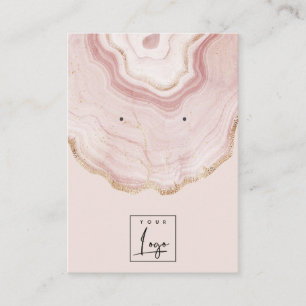 Cartão De Visita Tela do logotipo Agate Marble Dourado Blush Rosa
