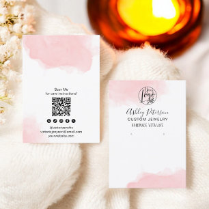 Cartão De Visita Tela do logotipo Blush Pink Watercolor com joalhei