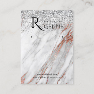 Cartão De Visita Tela do logotipo branco do mármore prateado