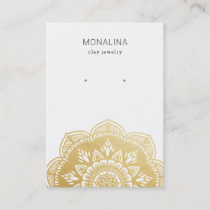 Cartão De Visita Tela Mandala Faux Gold Foil Comendo Joias