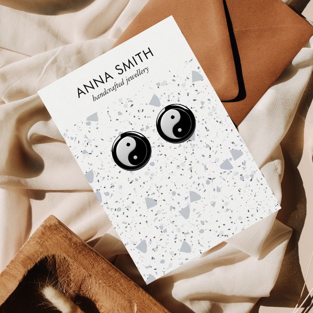 Cartão De Visita Tela Mínima de Orelha da Cinza de Pedra do Terrazz (Criador carregado)