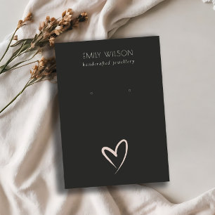 Cartão De Visita Tela Simples de Altura de Coração Preto