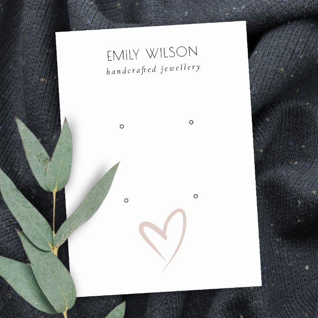 Cartão De Visita Tela Simples Elegante Blush Heart 2 Stud Earring (Criador carregado)