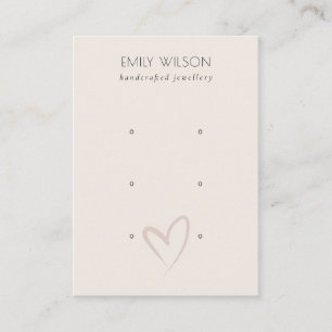 Cartão De Visita Tela Simples Elegante Blush Heart 3 Stud Earring