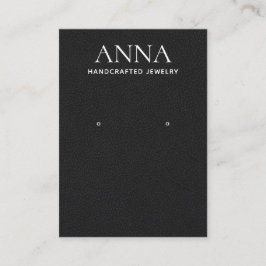 Cartão De Visita Tela Simples Elegante Preta de Leather