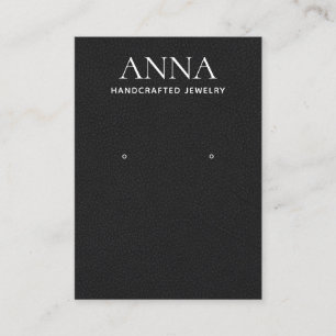 Cartão De Visita Tela Simples Elegante Preta de Leather