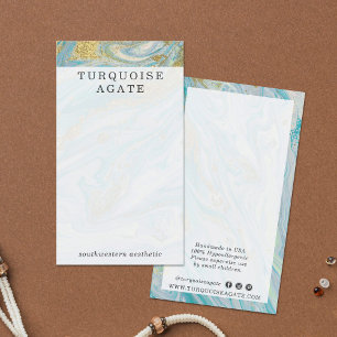 Cartão De Visita Tela Turquesa e Dourada Marble Earrando Joias