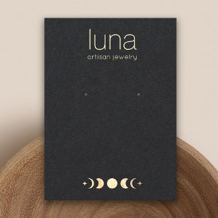 Cartão De Visita Tela Zodiac Dourada Moon Boho Alinhando Joias