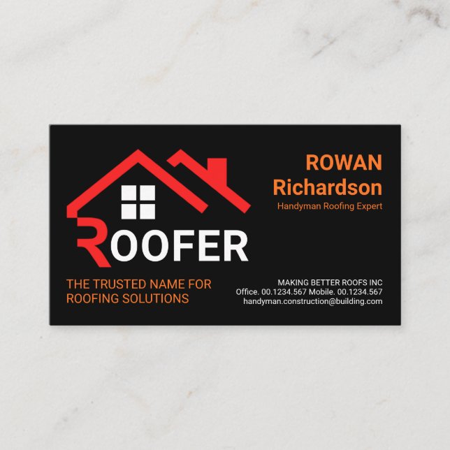 Cartão De Visita Telhado de cartazes vermelho criativo (Frente)