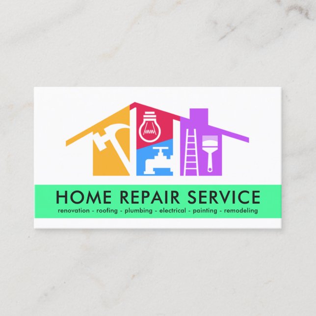 Cartão De Visita Telhado de ferramentas criativas de mão (Frente)