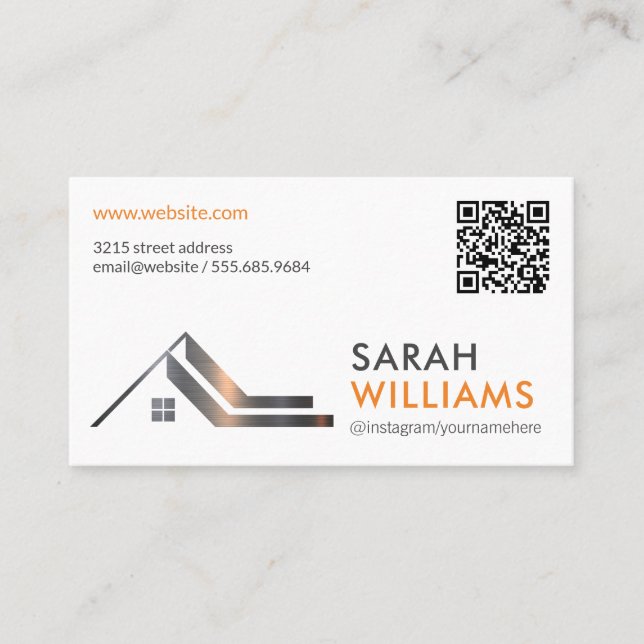 Cartão De Visita Telhado Metálico Superior | Agente imobiliário | C (Frente)