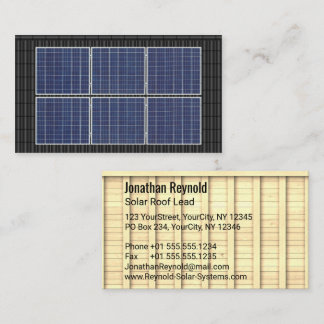 Cartão De Visita Telhado Solar de Energia Duplo Lado, Telhado Preto