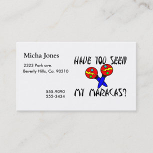 Cartão De Visita Tem você visto meu Maracas