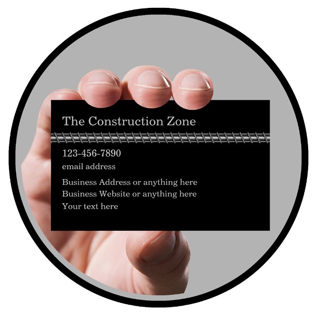 Cartão De Visita Tema da Barra do Serviço de Construção (Construction Rebarb theme business cards by CustomBusinessTemplates)