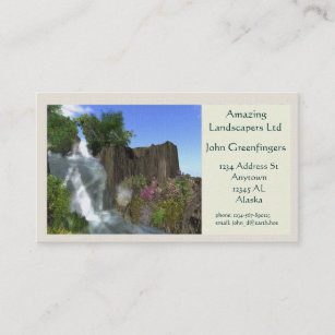 Cartão De Visita Tema da paisagem da cachoeira da montanha