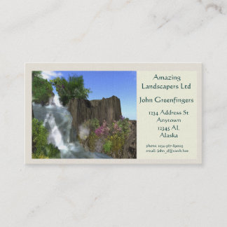 Cartão De Visita Tema da paisagem da cachoeira da montanha