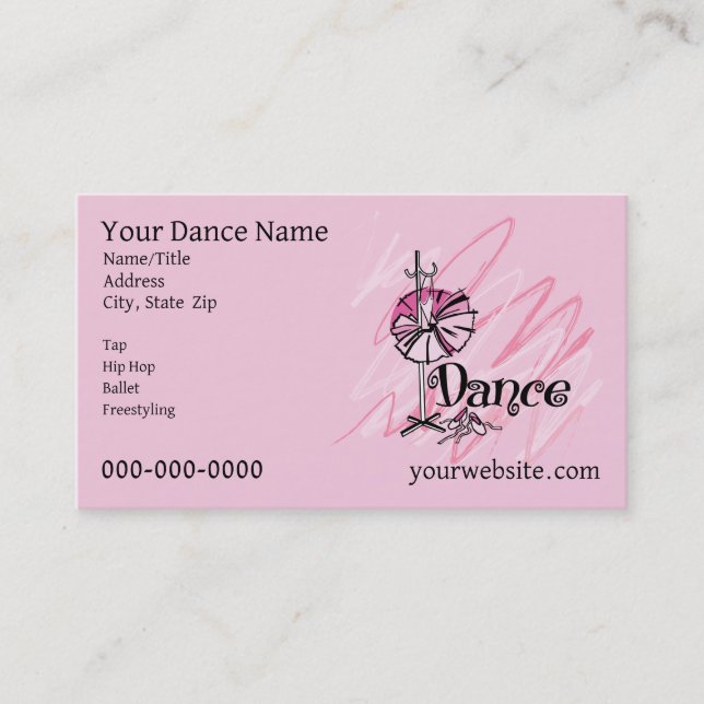 Cartão de Visita Tema de Dança (Frente)