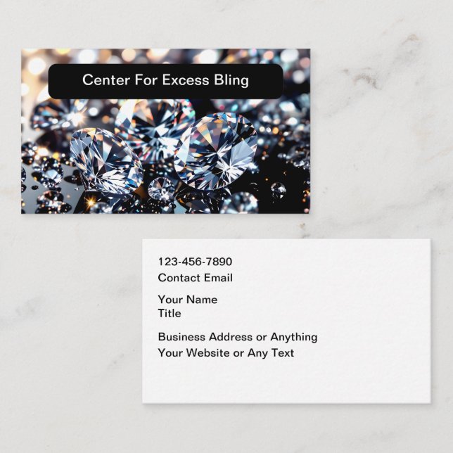 Cartão De Visita Tema de Joias Classy Bling (Frente/Verso)