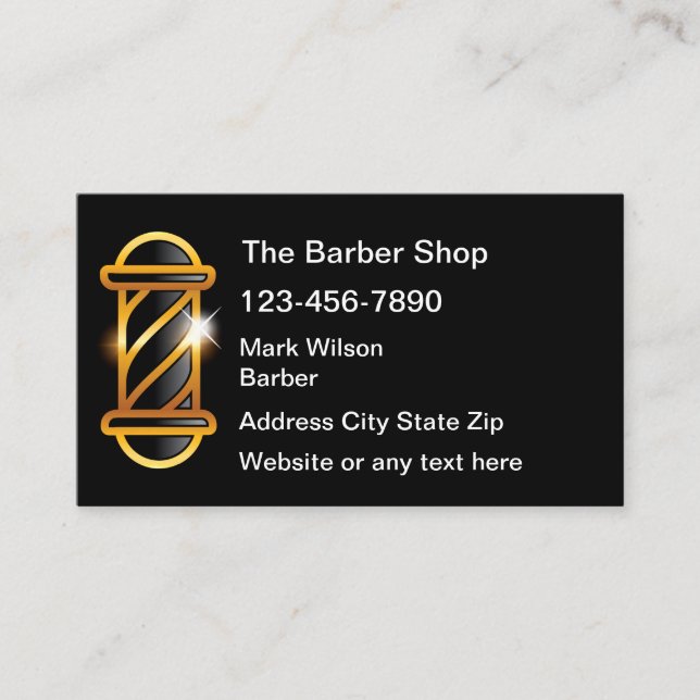 Cartão De Visita Tema de Luz de Compro Clássico Simples Barber (Frente)