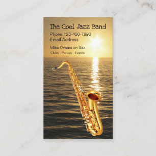 Cartão De Visita Tema de Saxofone de Pôr do Sol de Cool Jazz