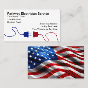 Cartão de Visita Tema Eletricista Patriota America