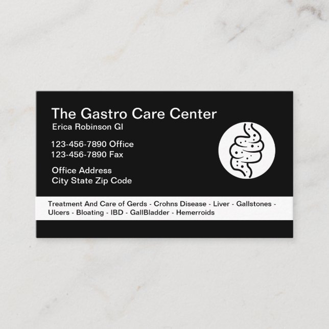 Cartão De Visita Tema Intestinal de Gastroenterologista (Frente)