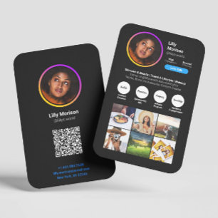 Cartão De Visita Tema Preto Escuro de Tendência de Estilo do Instag