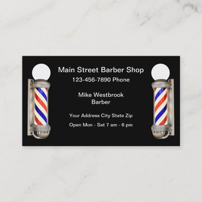 Cartão De Visita Tema Simples de Barber Compra Leve (Frente)