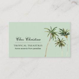 Cartão De Visita Tema Tropical Árvores de Palma de Aquarela